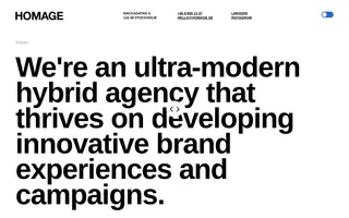 Homage homepage website preview