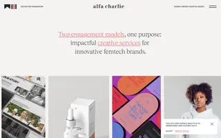 Alfa Charlie homepage website preview