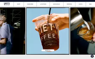 Variety Coffee homepage website preview