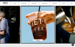 Variety Coffee homepage website preview