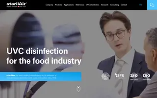 SterilAir homepage website preview