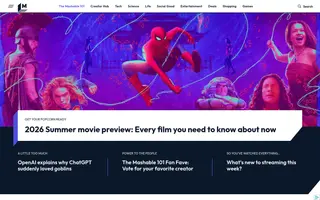 Mashable homepage website preview
