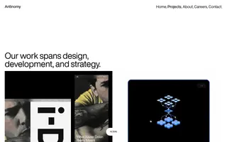 Antinomy Studio homepage website preview