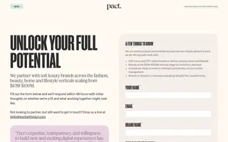 Pact Studio homepage website preview