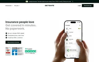 Getsafe homepage website preview
