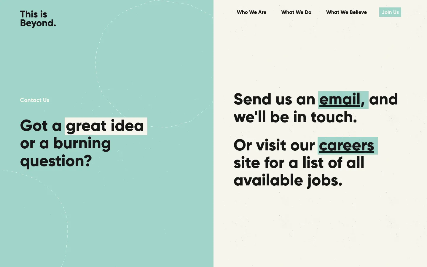 This is Beyond Careers desktop website screenshot
