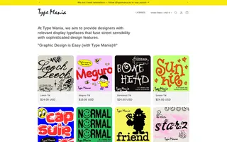 Type Mania homepage website preview