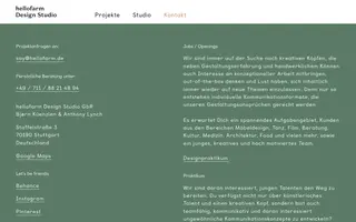 hellofarm Design Studio homepage website preview