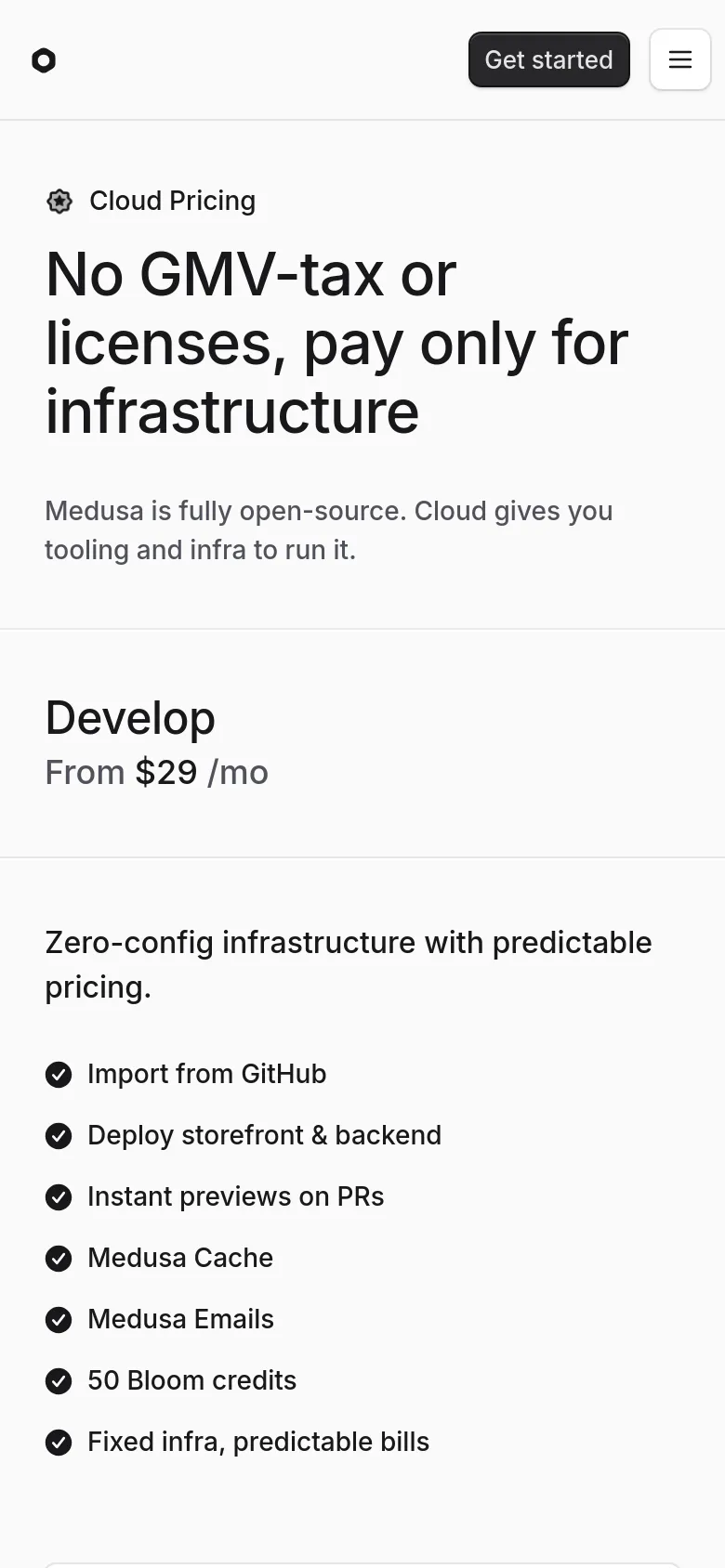 The mobile version of the pricing page uses a single-column layout to accommodate the smaller screen. The pricing cards are stacked vertically instead of being arranged in a row, and the header navigation is condensed into a hamburger menu icon.