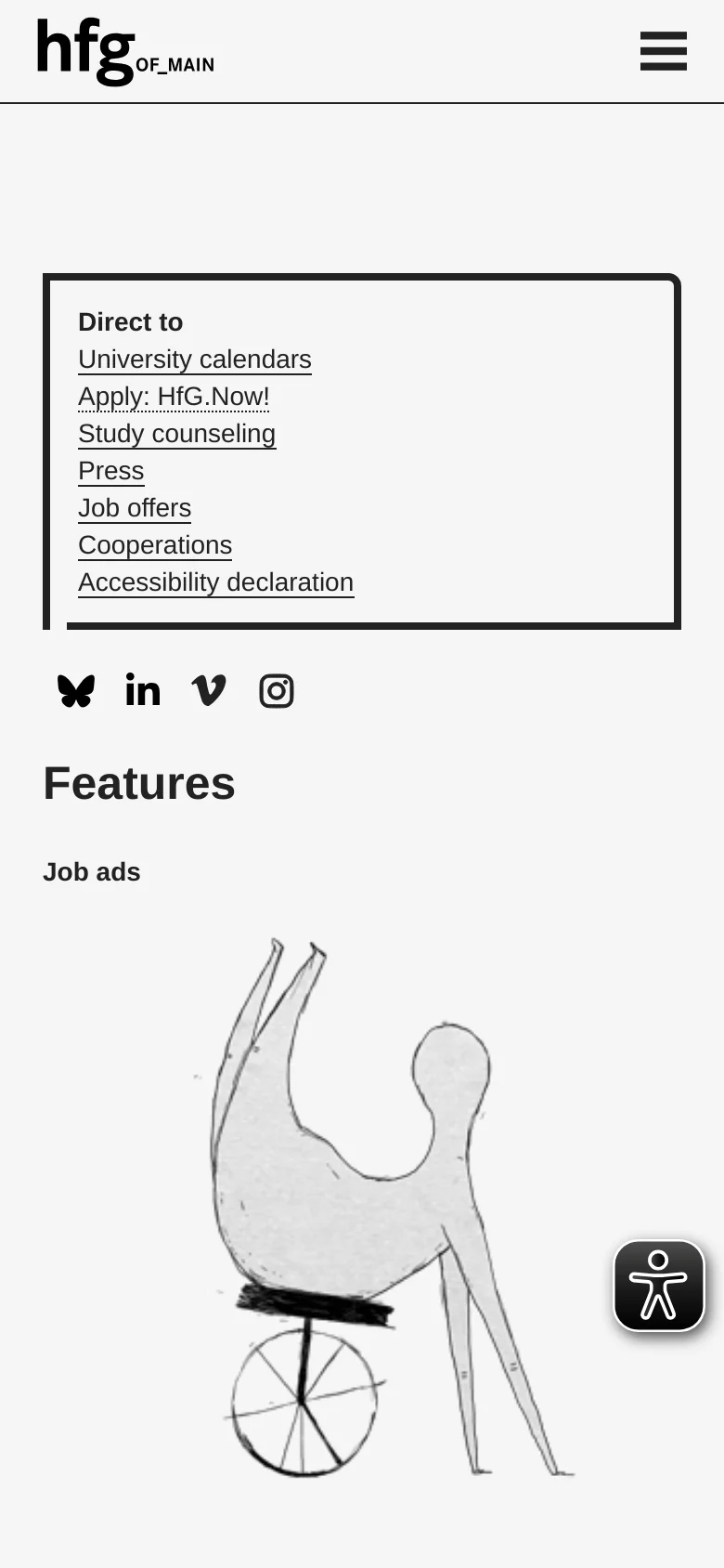 The mobile version simplifies the layout into a single vertical column, moving the navigation to a hamburger menu at the top right. The hero imagery and 'Direct to' links are stacked vertically, prioritizing a clean, scrollable list of news articles and features on a white background.