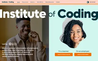 Institute of Coding homepage website preview