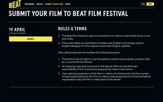 Beat Film Festival homepage website preview