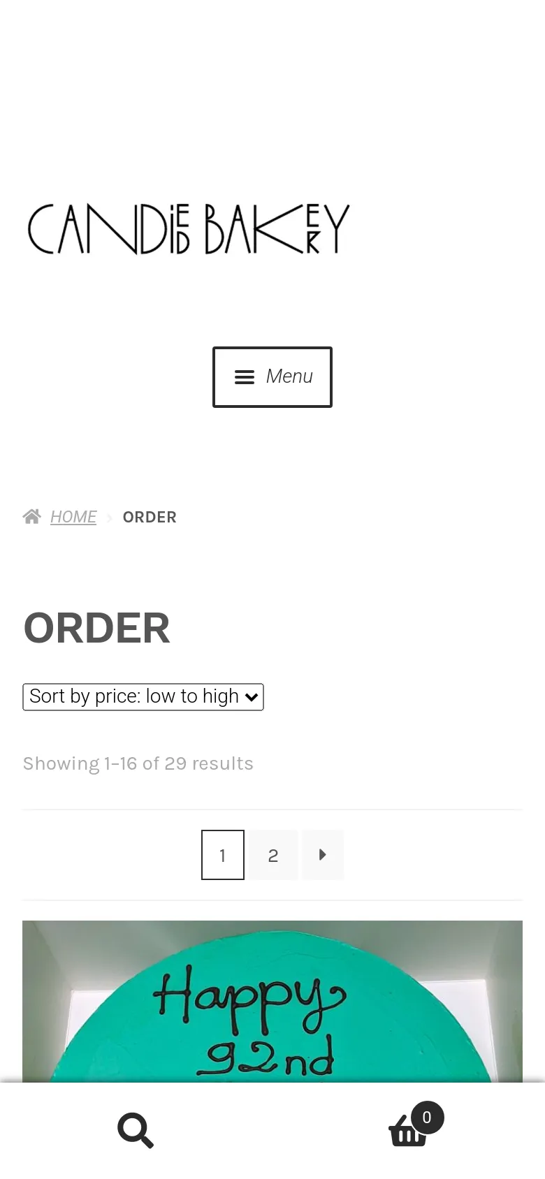 Candied Bakery Shop / Catalog mobile website screenshot
