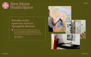 New Moon Studio Space homepage website preview