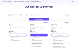 Proton homepage website preview