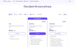 Proton homepage website preview