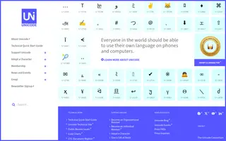 Unicode homepage website preview