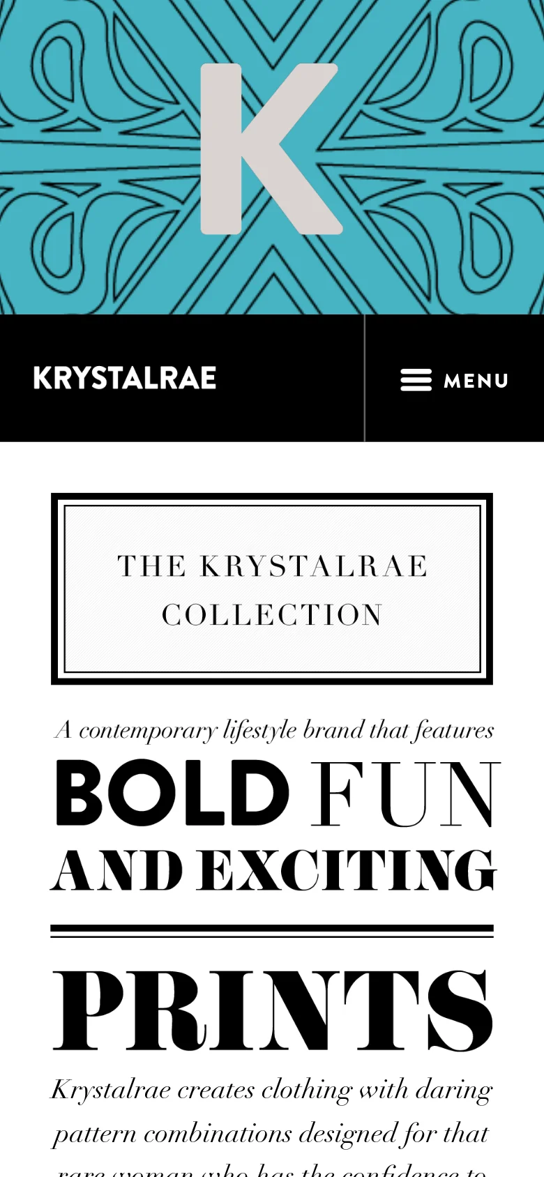 Krystalrae homepage mobile website screenshot