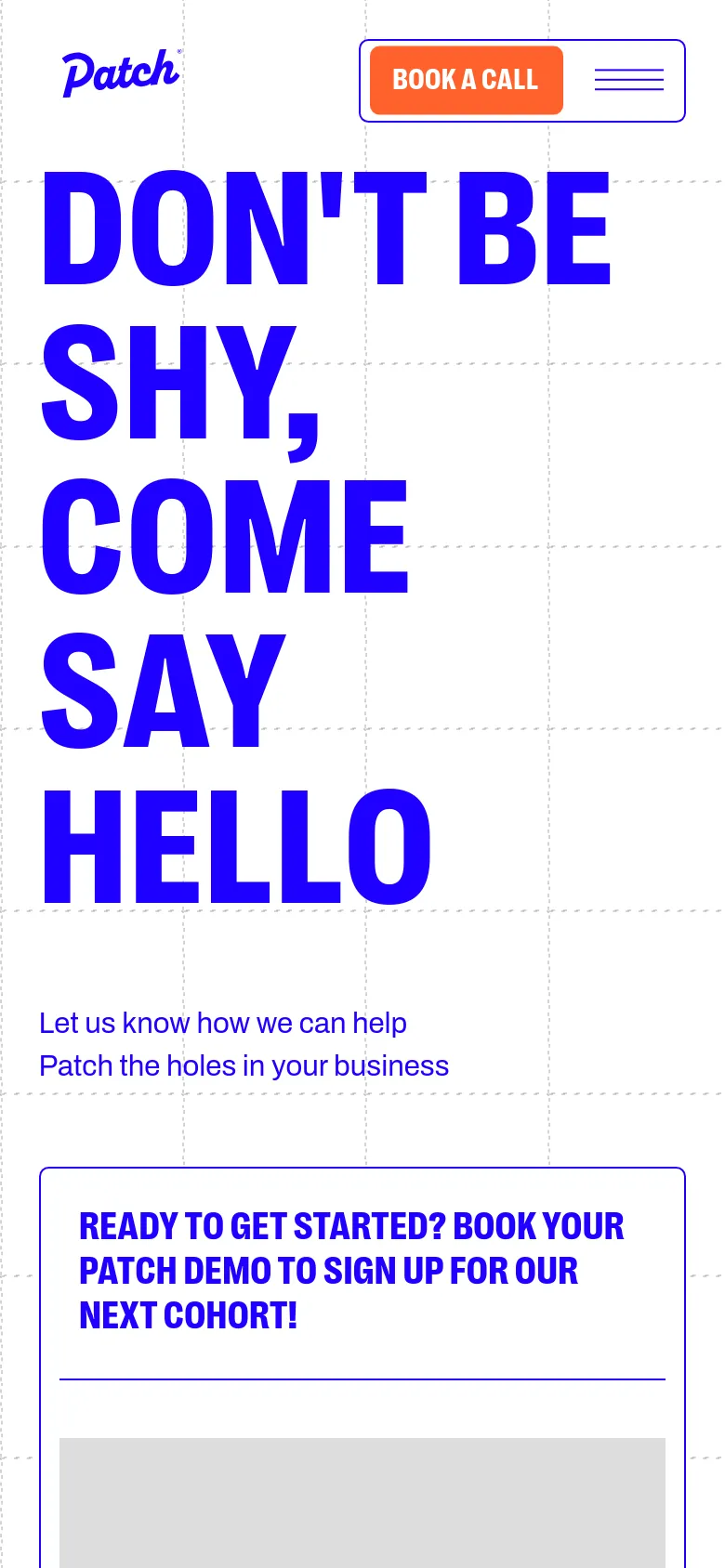 Patch Contact mobile website screenshot