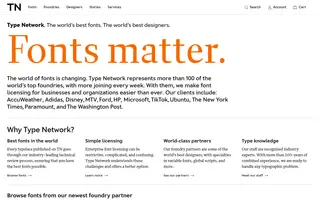 Type Network homepage website preview