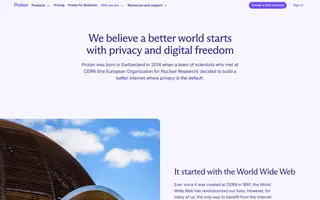 Proton homepage website preview