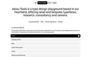 Aeiou Tools homepage website preview