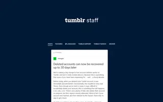 Tumblr Staff homepage website preview