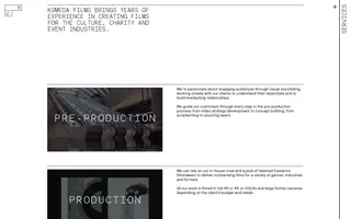 Komeda Films homepage website preview
