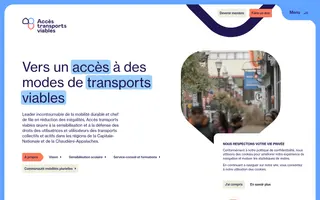 Accès transports viables homepage website preview