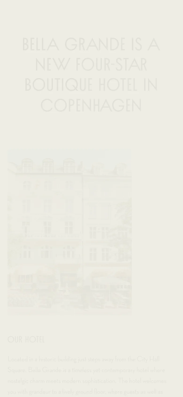 The mobile version presents a vertically stacked layout optimized for small screens, where the hero image and subsequent gallery images span the full width. Text content is centered or left-aligned in a single column, and the navigation is condensed to ensure readability on a narrow display.