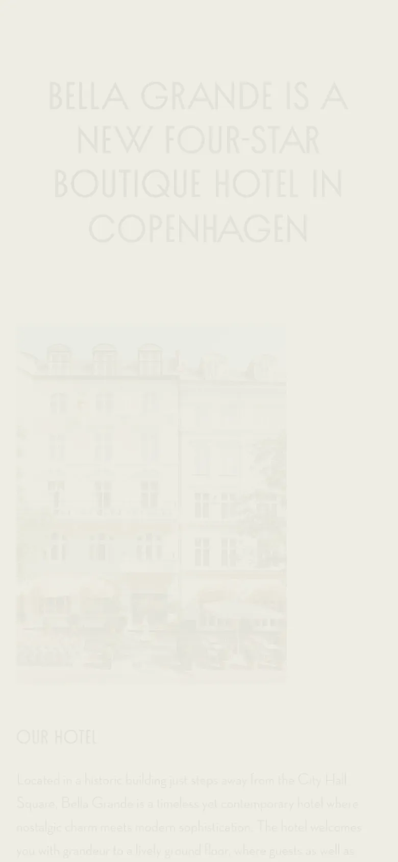 The mobile version presents a vertically stacked layout optimized for small screens, where the hero image and subsequent gallery images span the full width. Text content is centered or left-aligned in a single column, and the navigation is condensed to ensure readability on a narrow display.