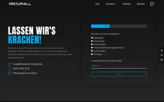Maxphill Design homepage website preview