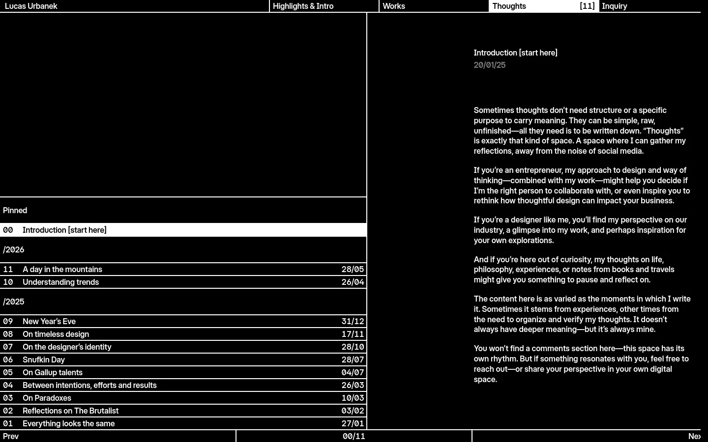 Lucas Urbanek Blog / Article desktop website screenshot