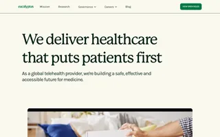 Eucalyptus homepage website preview