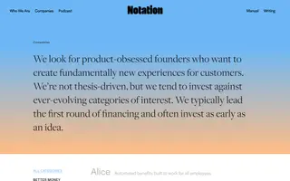 Notation Capital homepage website preview