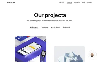 Cuberto homepage website preview