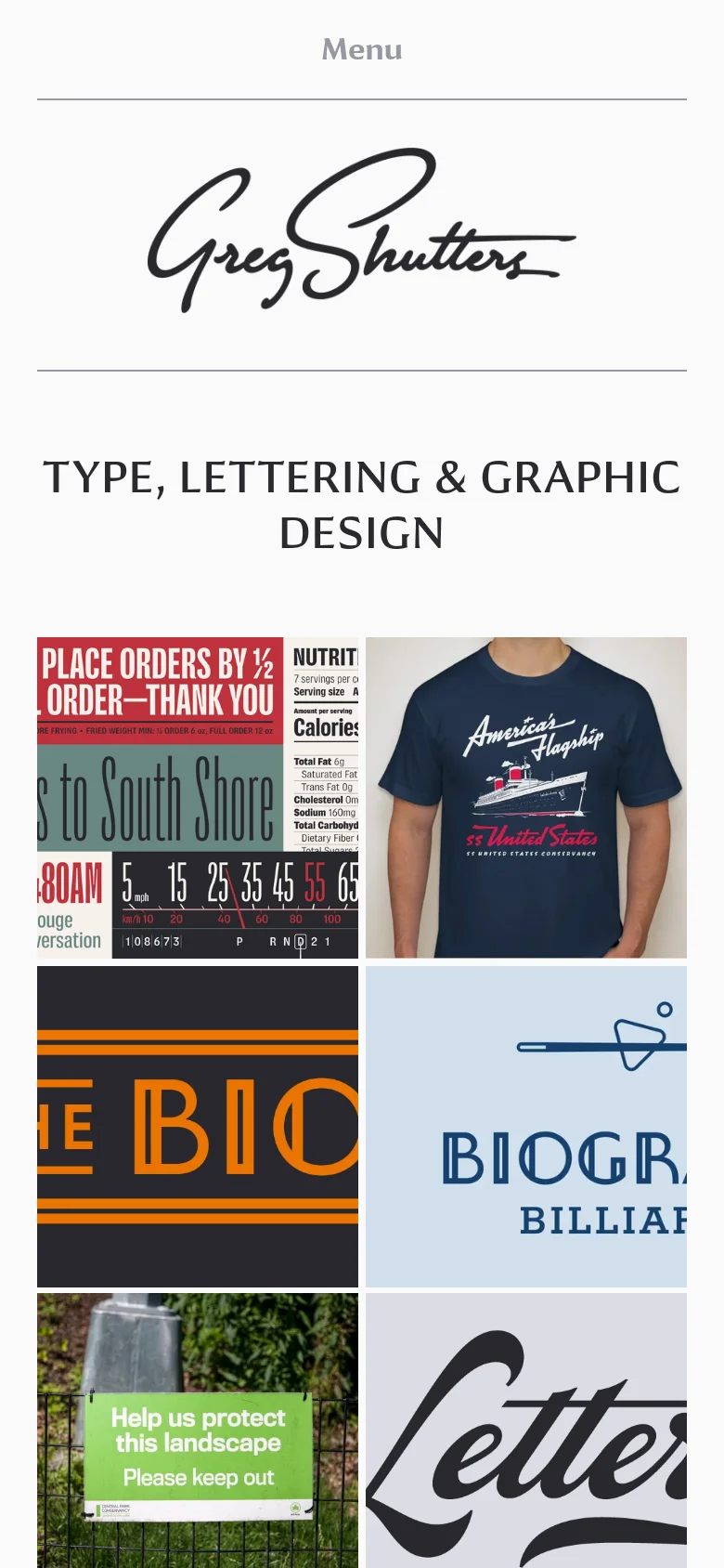 Greg Shutters homepage mobile website screenshot