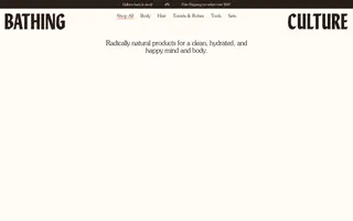 Bathing Culture homepage website preview
