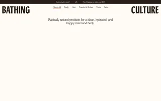 Bathing Culture homepage website preview
