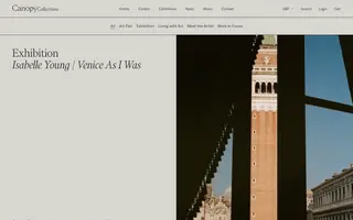 Canopy Collections homepage website preview