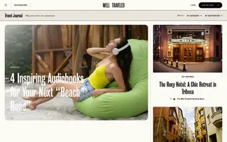 Well Traveled homepage website preview