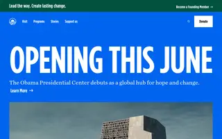 Obama Foundation homepage website preview