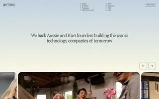 Airtree homepage website preview