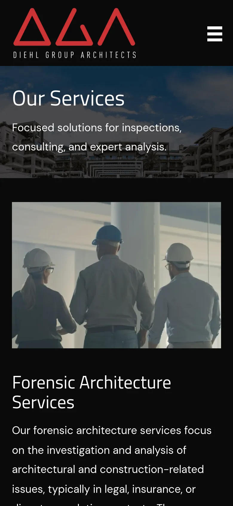 Diehl Group Architects Services mobile website screenshot