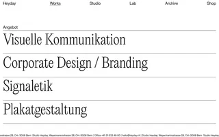 Studio Heyday homepage website preview