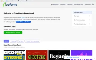 Befonts homepage website preview