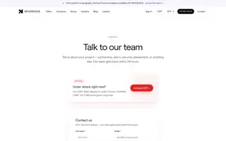 Neverhack homepage website preview