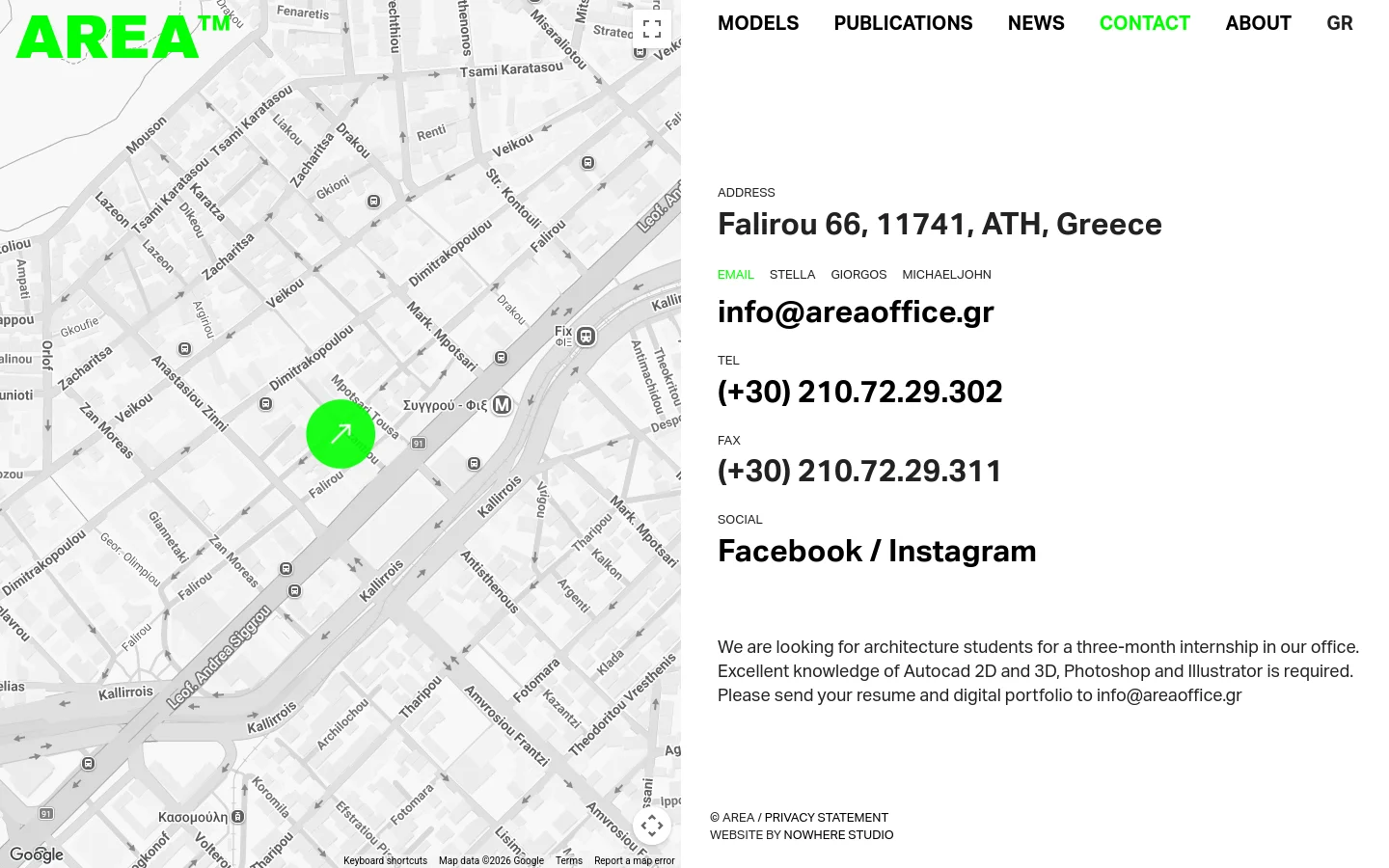 Areaoffice Contact desktop website screenshot