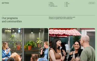 Airtree homepage website preview