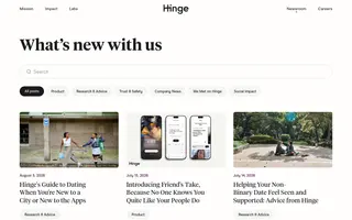 Hinge homepage website preview